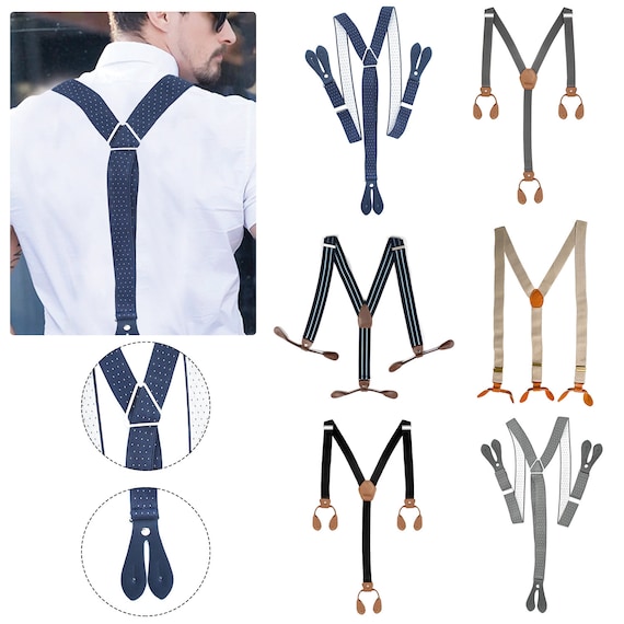 Men's Suspenders Adjustable Size, Y Shape Elastic Adjustable Straps Casual Elastic  Strap Brace 3 Clips Y Back Style Suspenders for Men Women 