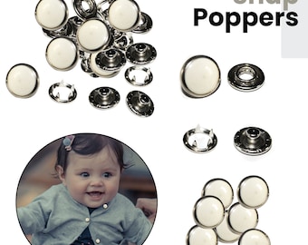 Boutons pression blancs nacrés Poppers Prong Ring Press Studs pour l'artisanat, la couture, bavoir bébé