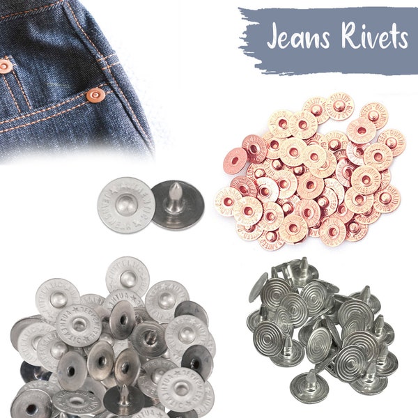 9,5 mm Kupfer Denim Nieten Jeans Knopf Ersatz waschbar Für Leathercraft Dekoration, DIY Projekte, 100 Stücke