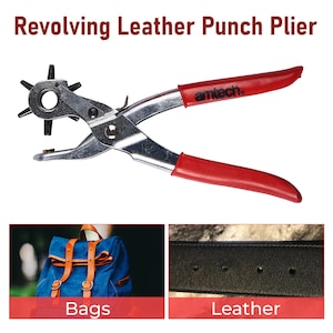 Amtech B1400 Revolving Leather Punch Plier, Hole Puncher for Belt, Canvas, Plastics, and Textiles for adding holes onto belts bags