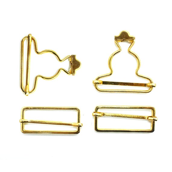 Conjunto Peto Sujetadores Clip Brace Hebillas en oro Slider Babero Para Las Correas 40 mm