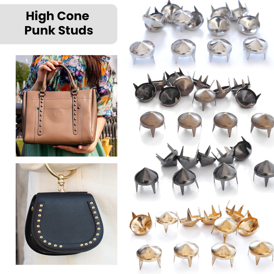50pcs/100pcs High Cone Punk Studs Hand Pressed Leather Rivets for DIY Craft Making, Jacket, Belt