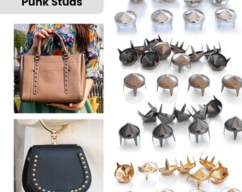 50pcs/100pcs High Cone Punk Studs Hand Pressed Leather Rivets for DIY Craft Making, Jacket, Belt, Footwear, Bags & Goth Accessories Purses