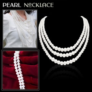 120cm Long Imitation Pearl Necklace 1920's Accessories Costume Jewelry Sweater Chain Necklace for Hen Party, Wedding Party Fashion Accessory