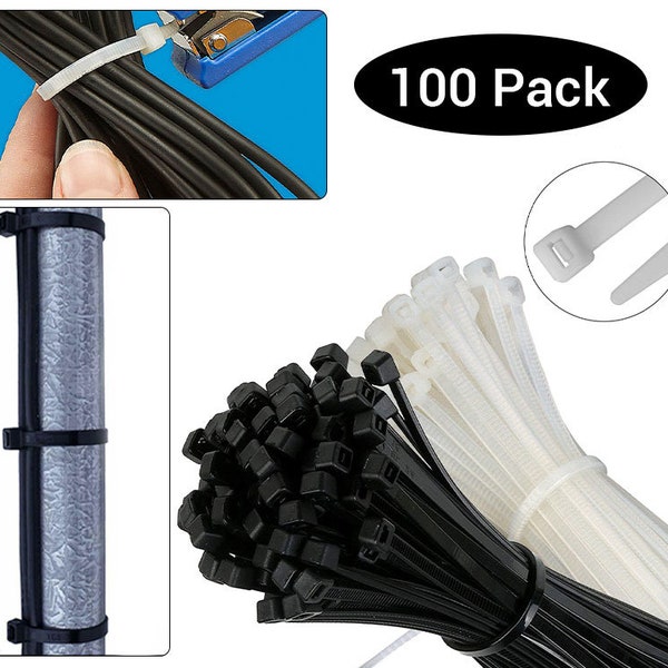 Premium Nylon Zip Cable Ties Secure Self-Locking Plastic Tie Wraps for Home, Garden, Offices, Outdoor, Indoor with 4.8mm Wide and 250mm Long