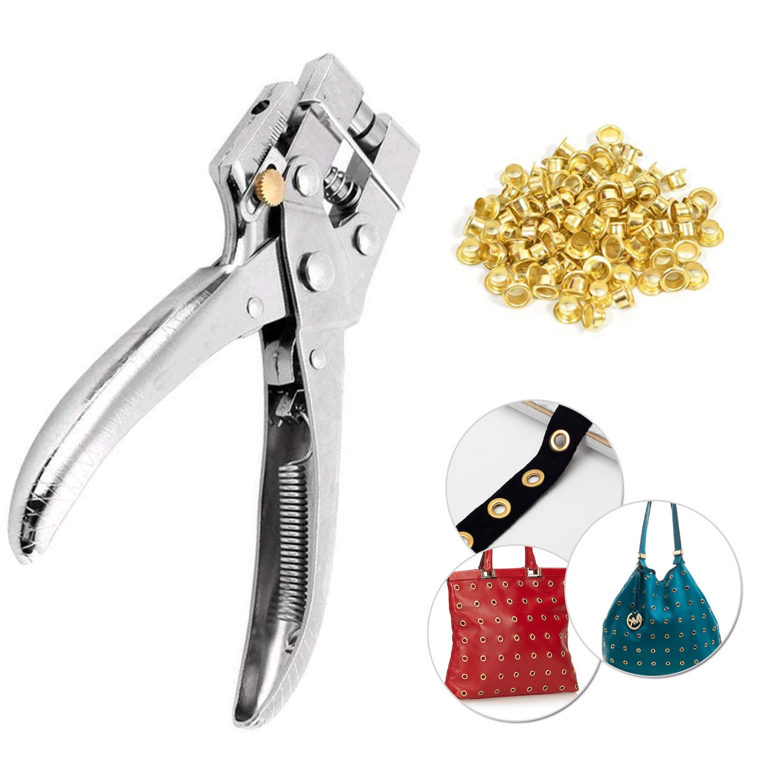 2PC/SET Revolving Belt Leather Hole Punch Pliers And Shoe Cloth Eyelet  Setter Setting Fastener Press With 100PCS Free Buttons