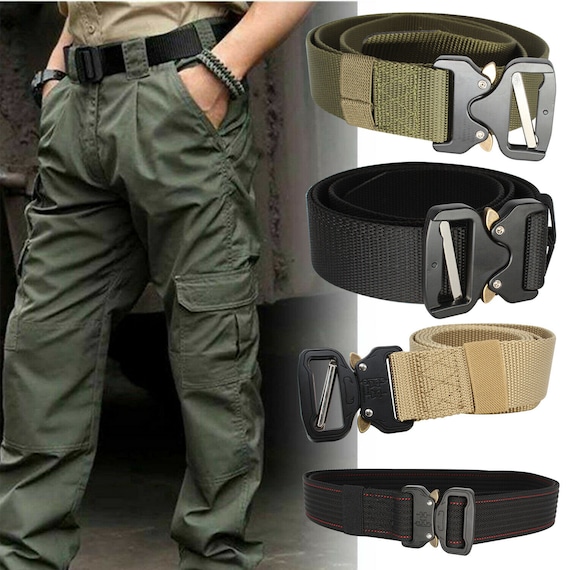 Quick Release Work Belt Tactical Black Men Army Webbing Nylon Military Waistbelt 