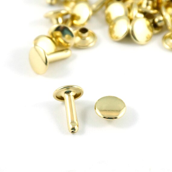 100 Sets 12mm x 10.5mm Leather Crafting DIY Projects Tubular Metal Studs for Clothing Repair /& Replacements Sewing Gold Trimming Shop Double Cap Rivets