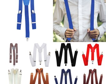 35mm Mens Suspender Braces, Clip On Suspenders Wide Adjustable Elastic Straps Strong Metal Clip-On For Party & Formal, Occasions