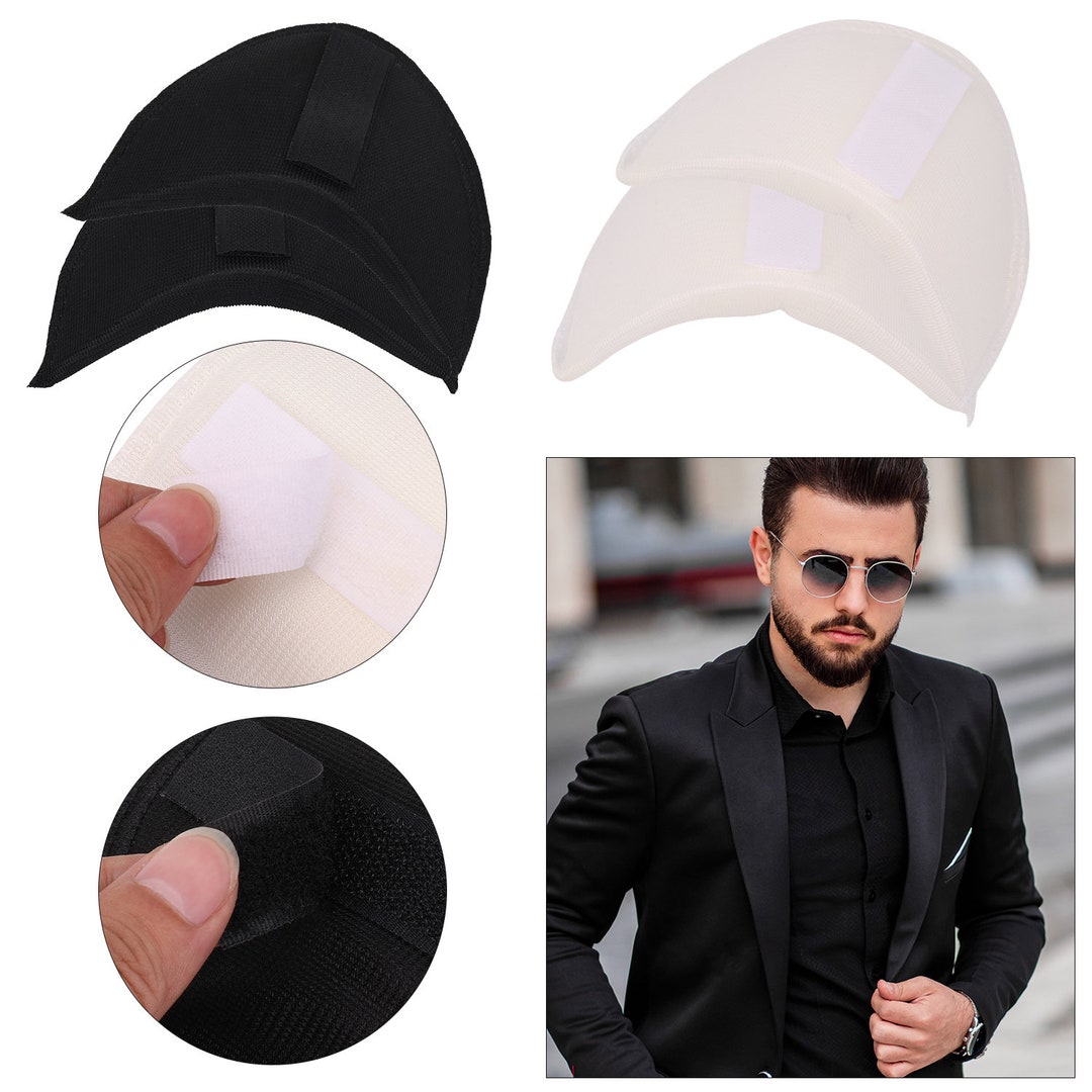1pair of Covered Foam Shoulder Pads, Black, White Hook and Loop