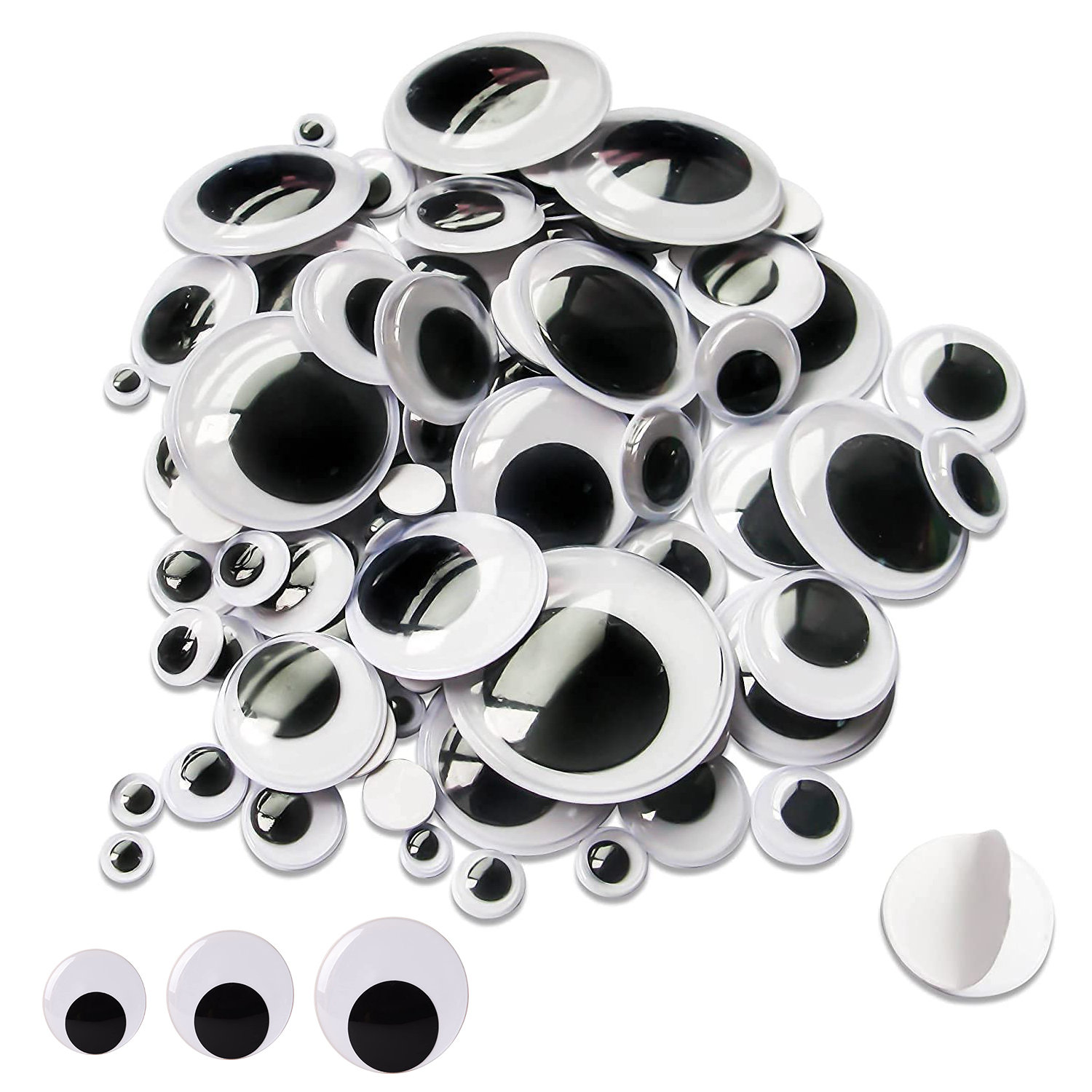 Assorted Sizes DIY Jewelry Making 125 pcs Plastic Googly Eyes Wiggle Eyes 
