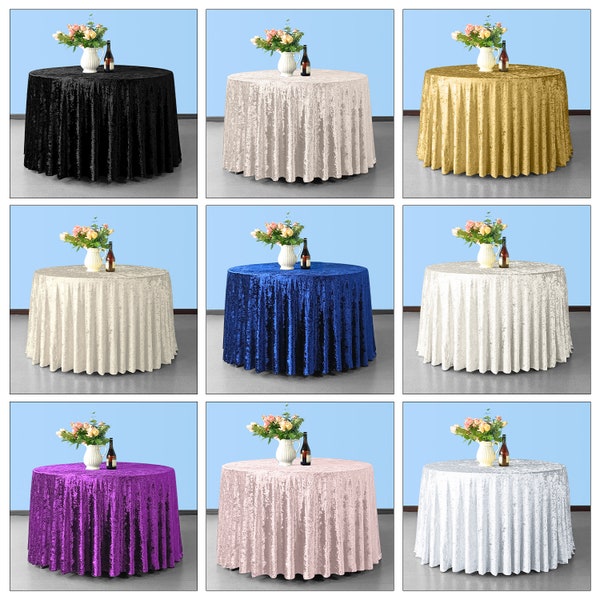 Nappes en velours rondes lavables sans plis en tissu pour table à manger de cuisine, décoration de fête d'anniversaire de mariage