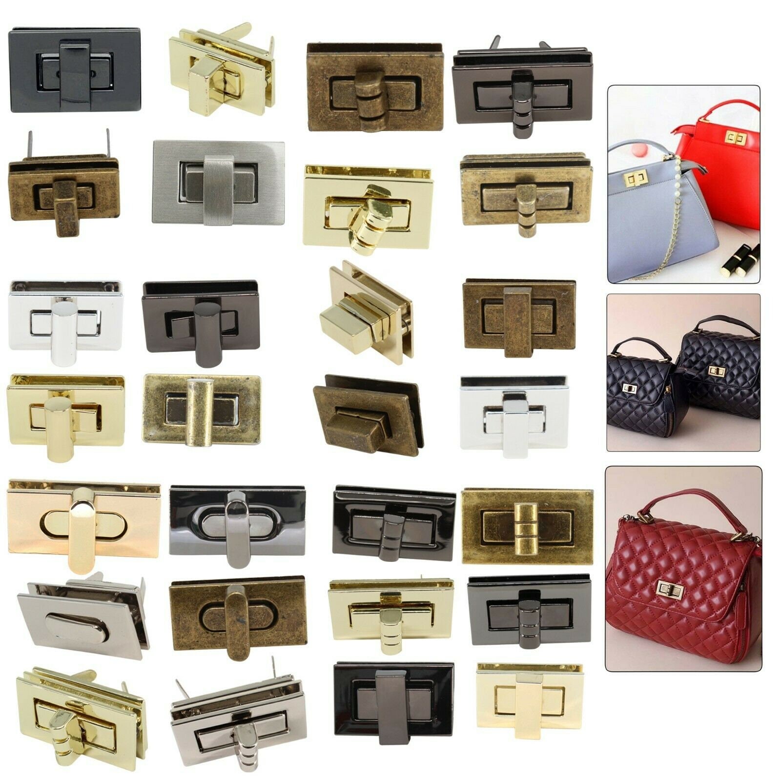 Rectangle Leather Bag Handbag Purse Turn Twist Lock Closure Catch Clasp DIY Rectangle Leather Bag Handbag Purse Turn Twist Lock Closure Catch Clasp DIY