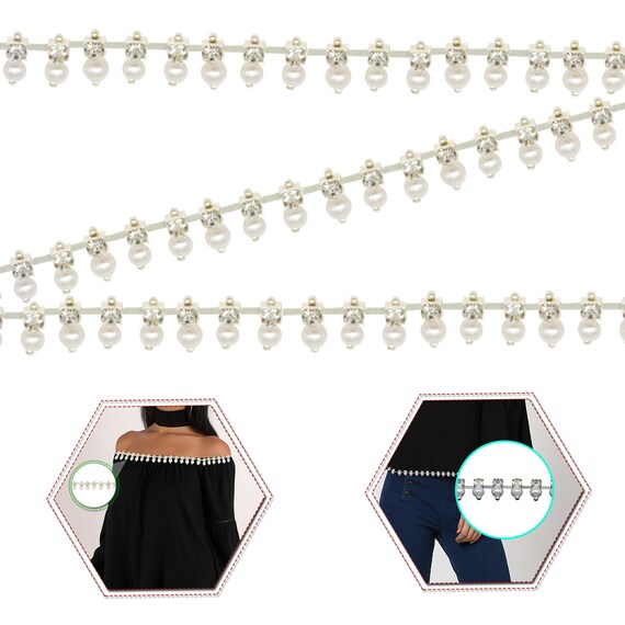 2 Metres SS6 Chain Rope Rhinestone Trim Diamante Silver Crystal Necklace Sewing