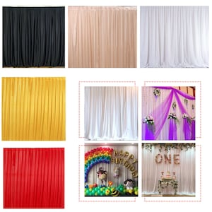 Silk Backdrop Curtain Photography Backdrop Detachable Smooth Ice Silk Pleated Backdrop Curtains for Photography Wedding Birthday Home Decor