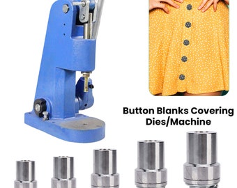 Round Button Maker Die Mould, Decorative Fabric Button Maker Tool with Blue Hand Press Machine, Fabric Covered Button Making Tool