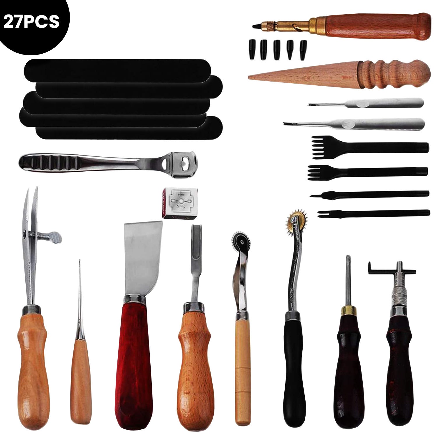 KiWarm Professional 37/61/18Pcs Leather Craft Tools Kit Hand Sewing  Stitching Punch Carving Work Saddle Leathercraft Accessories - Price  history & Review, AliExpress Seller - My Handmade Accessories Store