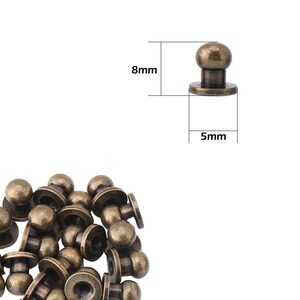 8mm Chicago Screws Rivets Round Head Screw Back Studs for Purse Wallet Handbag Shoes Leather Craft Clothes Belt Strap Embellishment 50 pcs image 6