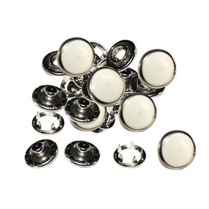 Boutons pression blancs nacrés Poppers Prong Ring Press Studs pour l'artisanat, la couture, bavoir bébé image 2