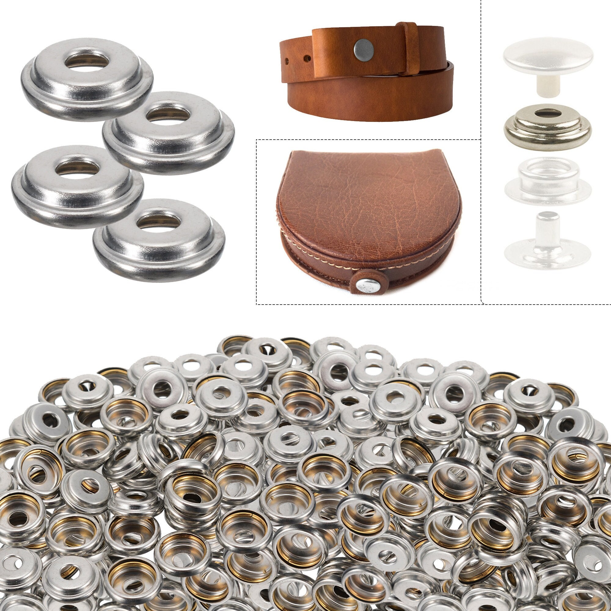 Line 24 Long Post Metal Snaps, 203 Metal Snap Buttons for Heavy Duty Thick  Fabrics, Leather, and Canvas Marine Grade 