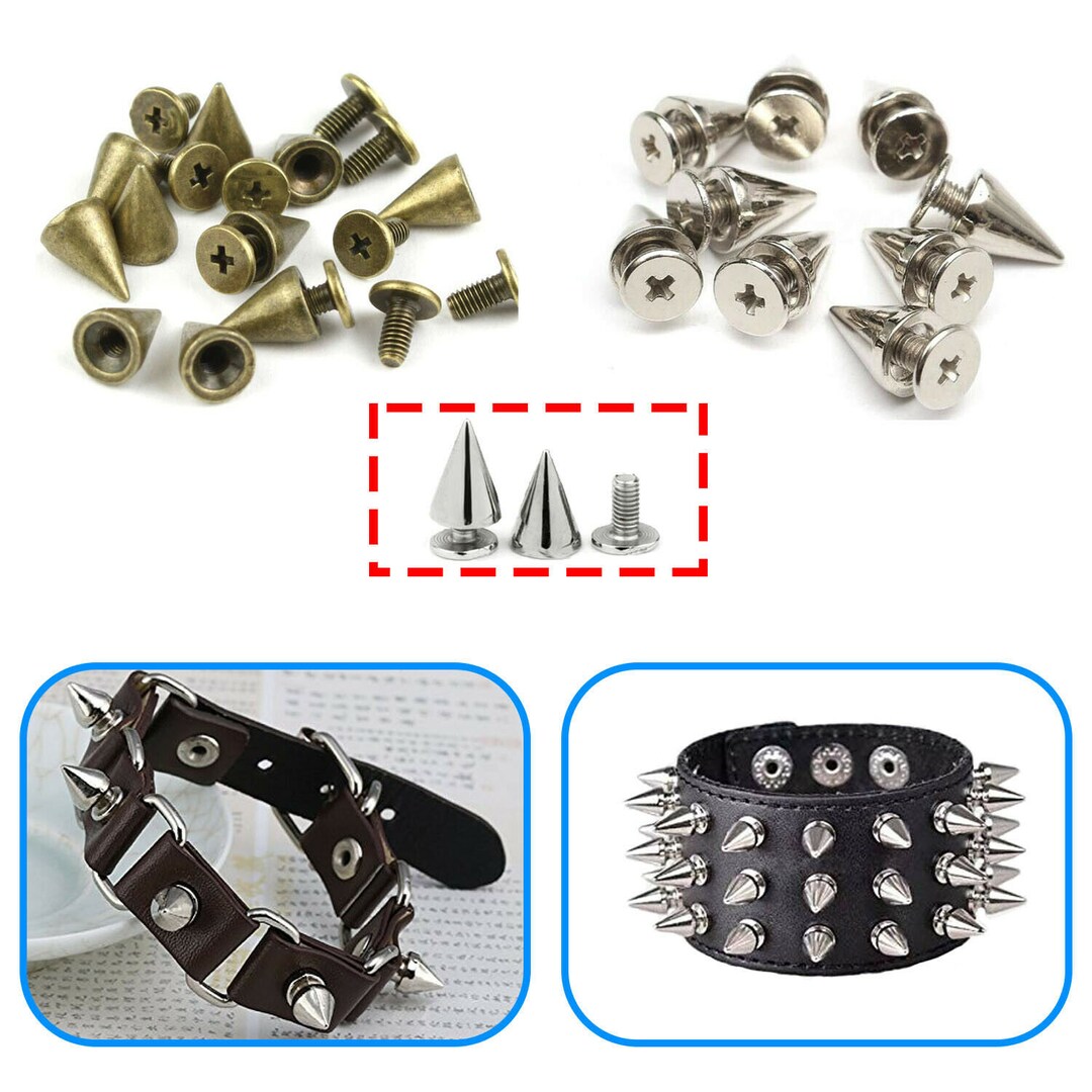 Metal Cone Spikes Rivets, Cool Punk Rock Screw Back Studs Spike Rivets ...