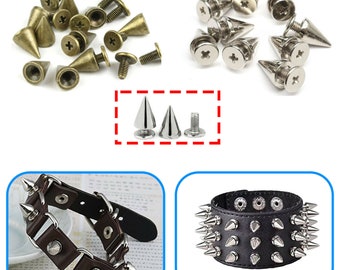 7 mm x 13 mm Schraubkegelbolzen | Bronze Silber | Lederhandwerk, Taschen, Kleidung, Jacke