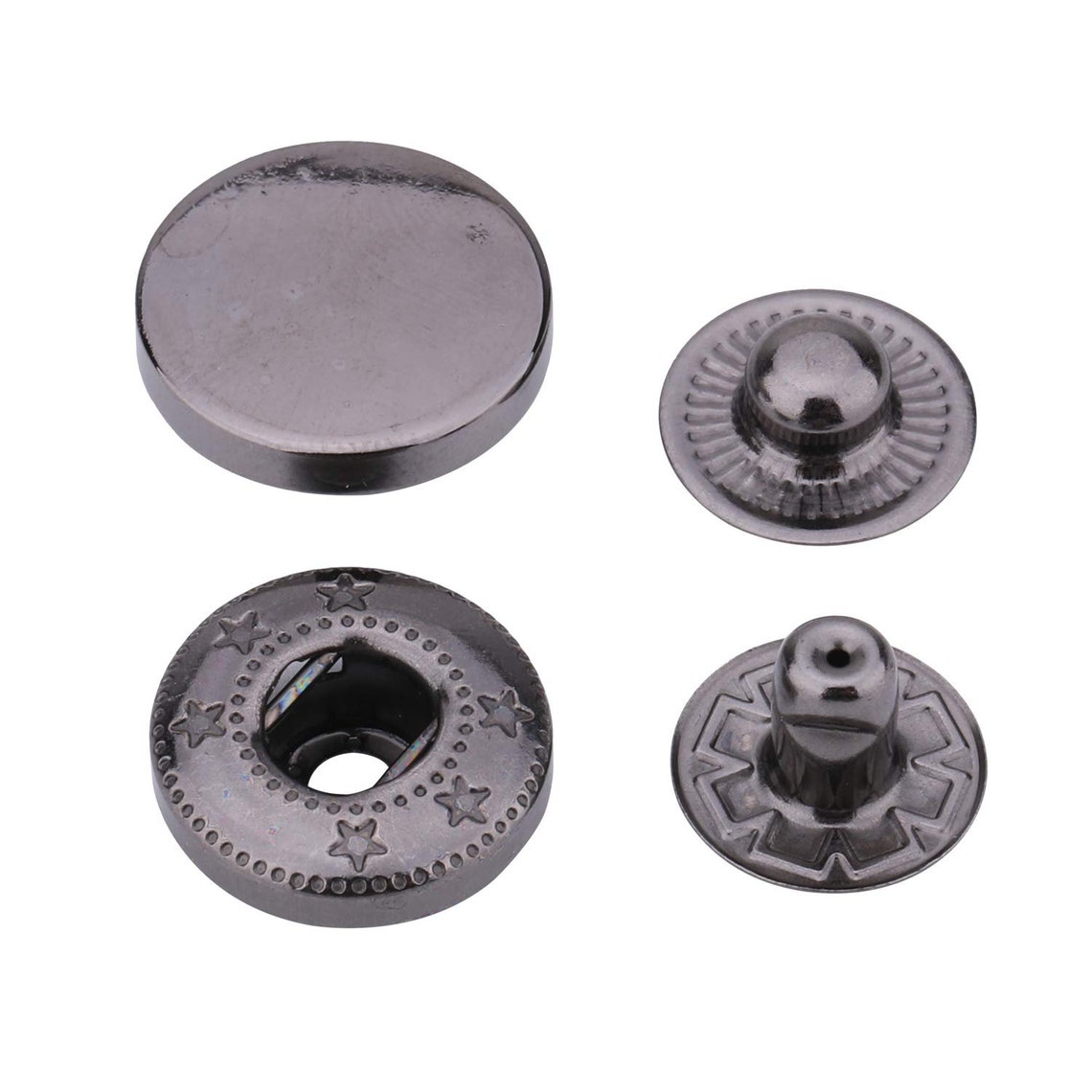 10mm 15mm Alloy Cap S Spring Press Studs 4 Part Metal Back Etsy UK