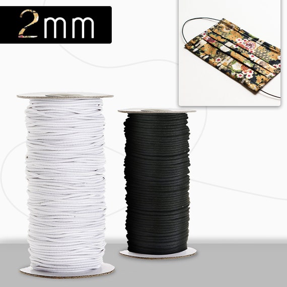 2mm Black Wide Elastic Sewing Thread for Shirring Stretch Cord Elastic  String for Clothing and Jewellery Making Sewing Art and Crafts 