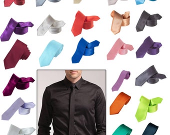 Mens Satin Polyester Plain Colorful Necktie for Formal Wear, Graduation Ceremony, Annual Meeting, Dinner Parties - Trimming Shop UK