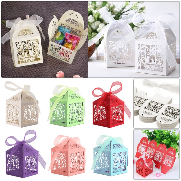 50pcs/100pcs Laser Cut Wedding Hollow Love Heart Wedding Favor Candy Gifts Boxes Birthday wedding favour Christmas Decoration Party Box