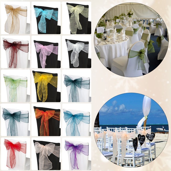 Organza Chair Sashes Bow Wedding Banquet Venue Ceremony Feast 1st Birthday Engagement Baby Shower Birthday Party Home Event Decorations