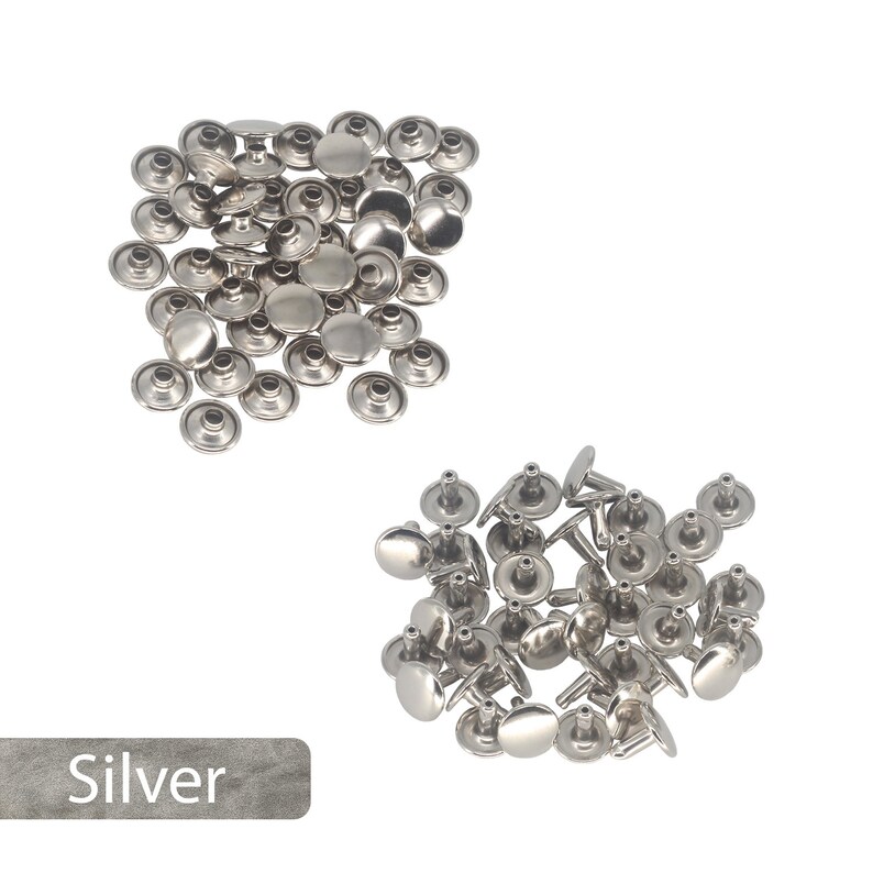 6 mm 15 mm 100pcs Cap doble de dos piezas tubulares Remaches de latón para Leather Crafts DIY arreglo de ropa monederos bolsos Silver