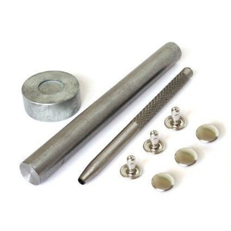 Trimming Shop 100 x 12mm Double Cap Tubular Rivets in Gunmetal Black and Rivet Setting Hand Tool