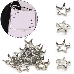 12mm Star-Shaped Nail Head Studs Prongs Back Punk Rivets for DIY Leather Crafting, Decorating Clothes, Jackets, Belts, Footwear