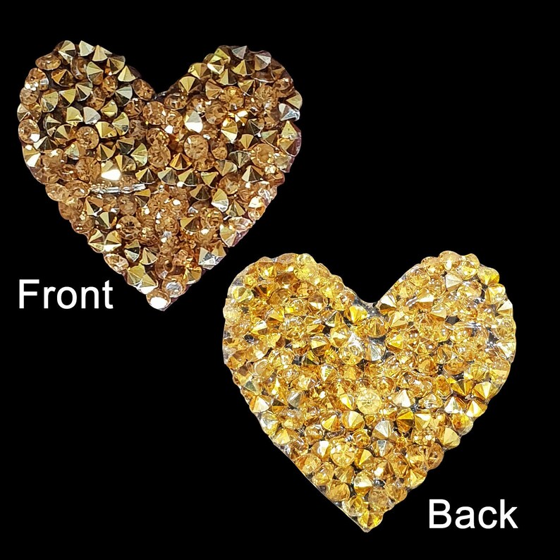 35mm Heart Shape Iron on Rhinestone Patches for Embellishment Etsy