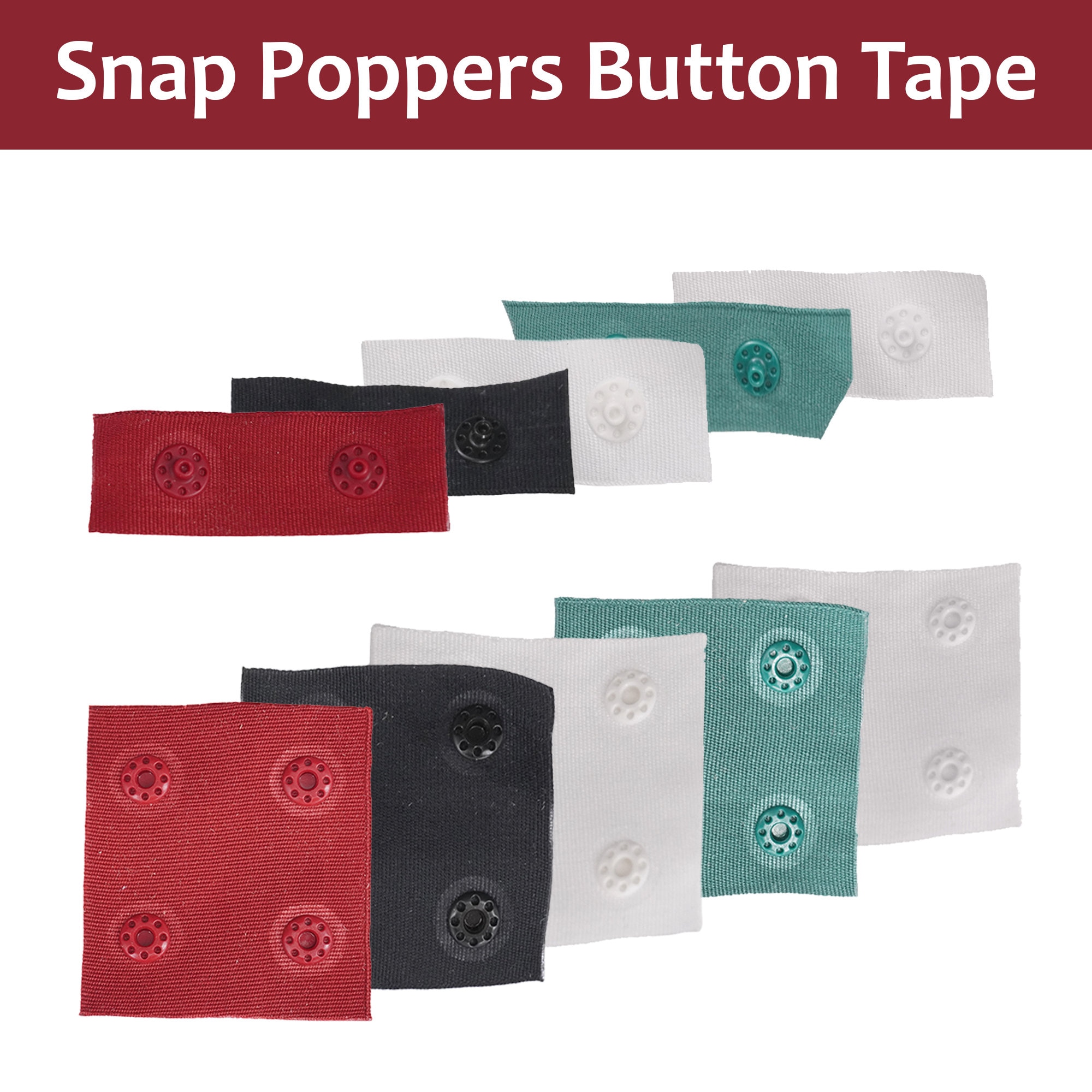 Snap Tape , 1m White or Black Popper Stud Press Snap Fastening Sew Tape 3  Grouped Poppers, for Sewing 