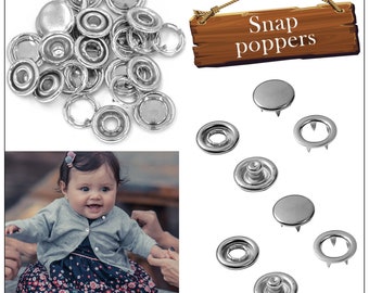 10mm Jersey Cap Snap Poppers Fasteners Brass Prong Ring Press Studs for Sewing Clothing, Baby Cloth, BabyBibs, Kidswear, DIY Craft Projects