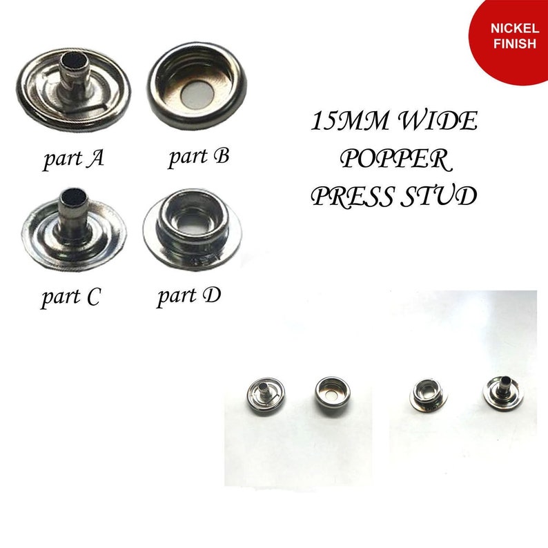 15mm Large Silver Metal Press Havy Duty Studs for Bag Jackets Jeans Clothing