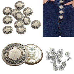 Kam 17mm Jean Buttons Gold Snap Fastener Adjustable No Sew Metal Buttons for Repair Clothing, 30pcs, Size: 17 mm