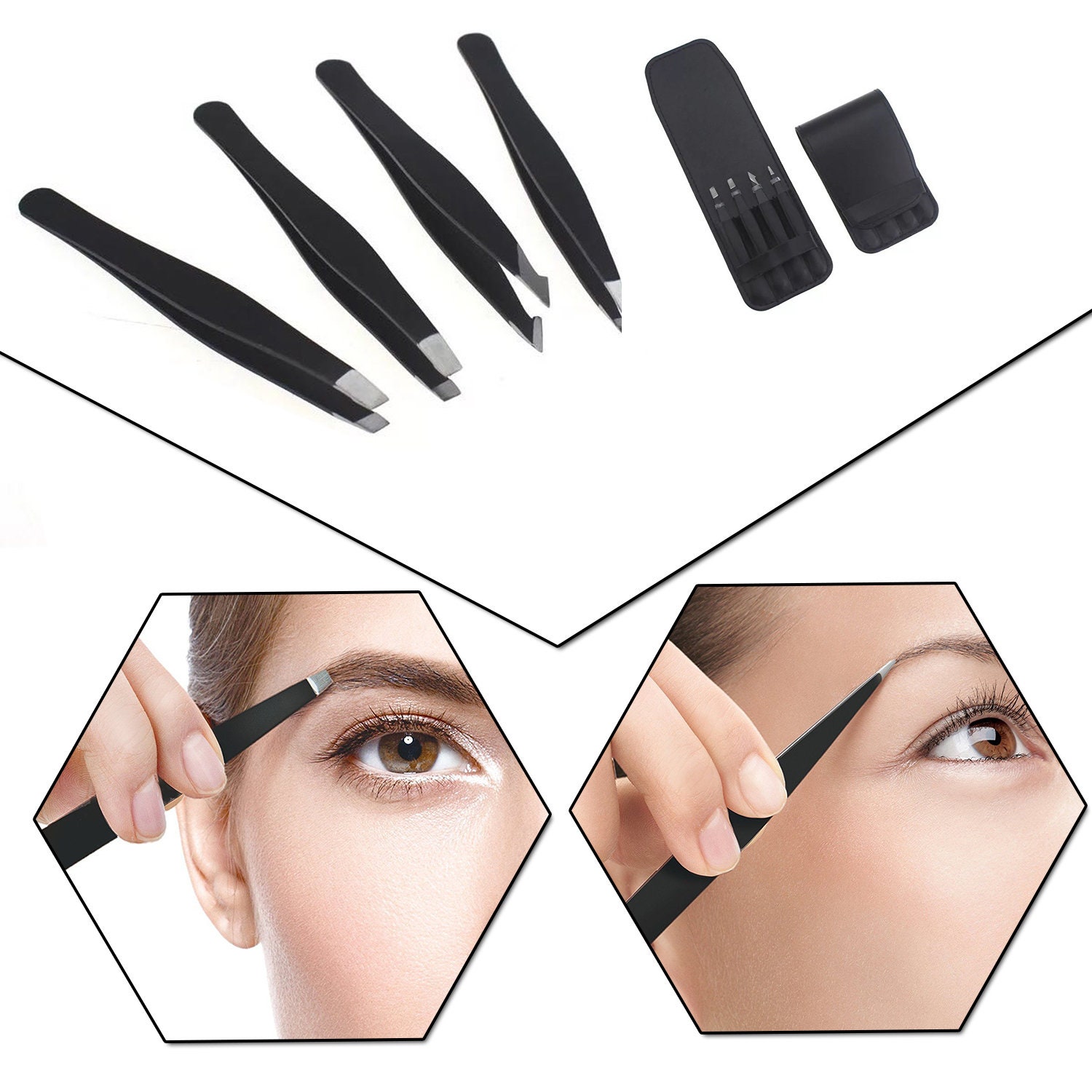 4pcs Stainless Steel Eyebrow Tweezers Set Professional Hair Etsy