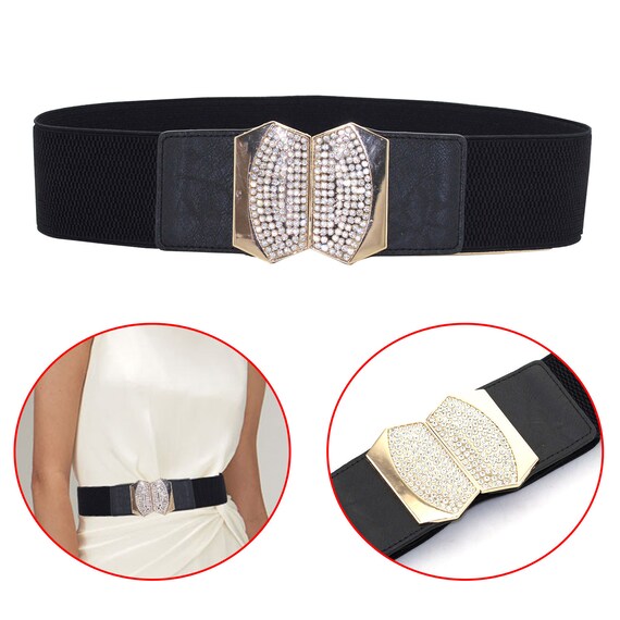 Elastic Waist Belt for Women Black 65mm 