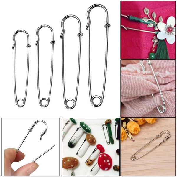 Stainless Steel Scarf Brooch Kilt Safety Pins Nickel Plated Strong Rust-Resistant Silver Knitting Stitch for Jewelry, Crafts, Clothing