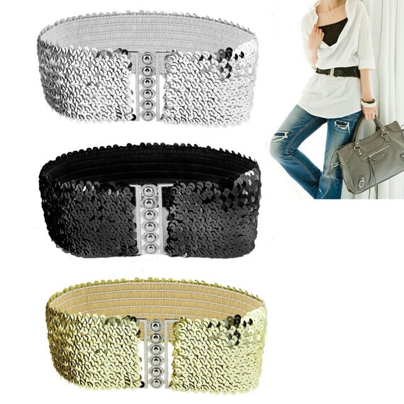 silver sequin belt