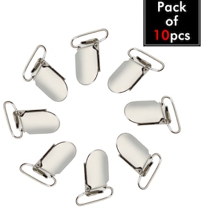 24mm 10pcs Silver Metal Brace Dummy Dungaree Suspender Clasps Clips Holder Strap Pacifier Backpack Braces Pacifiers Bag Accessories