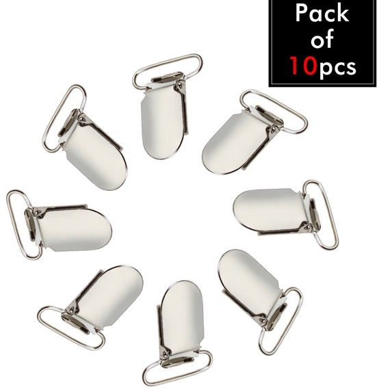 24mm 10pcs Silver Metal Brace Dummy Dungaree Suspender Clasps Clips Holder  Strap Pacifier Backpack Braces Pacifiers Bag Accessories 