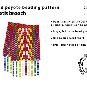 Patrón de peyote métis Broche métis Patrón de abalorios Odd Peyote Patrón de cuentas de semillas grandes Descarga en PDF Patrón de puntada peyote Patrón Delica