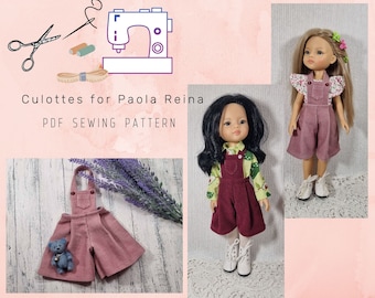 Culottes for Paola Reina digital PDF sewing pattern Skirt shorts for doll 13 inch 32 cm Instant Download pattern doll clothes