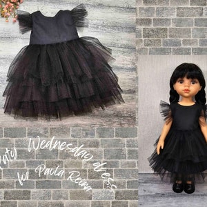 Paola Reina Doll Dress: Black Lace Party Outfit, 13&quot; Doll Clothes
