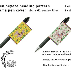 Llama pen cover Even peyote Beading Pattern Pen Wrap fits a G2 pen by Pilot Bead instant download peyote pen cover handmade delica beads