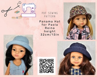 Chapeau de Panama pour Paola Reina 13 pouces 32 cm, patron de couture numérique PDF pour poupée, modèle de vêtements de poupée à téléchargement immédiat